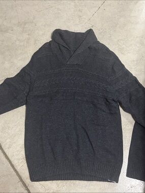 Men's Marc Anthony Shawl Collar Cable Knit Sweater - Dark Charcoal